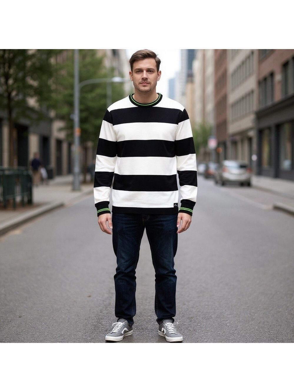 Paul Smith Ps Mens Reg Fit Tshirt, Black Striped, Large
